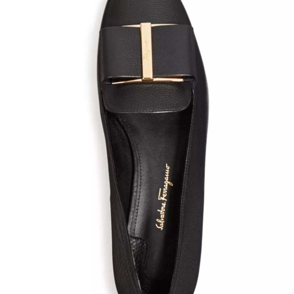 Salvatore Ferragamo Sarno Black Leather Loafers Shoes Flats - Picture 2 of 11